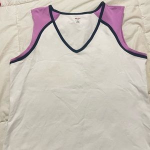 purple sleeveless athletic top